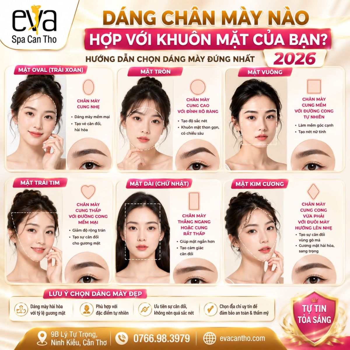 Dáng Chân Mày Nào Hợp Với Khuôn Mặt Của Bạn? Hướng Dẫn Chọn Dáng Mày Đúng Nhất 2026