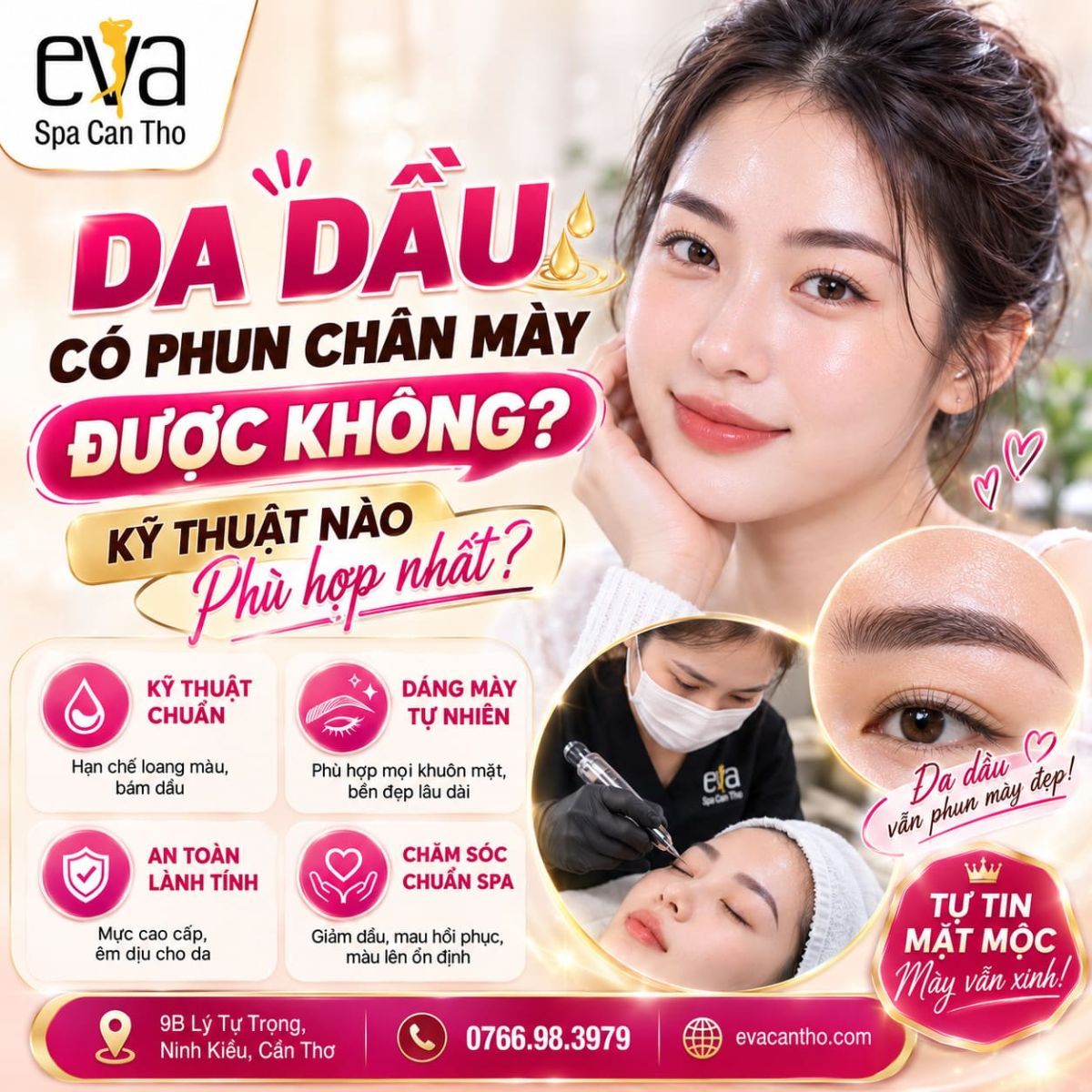 Da Dầu Có Phun Chân Mày Được Không? Kỹ Thuật Nào Phù Hợp Nhất?