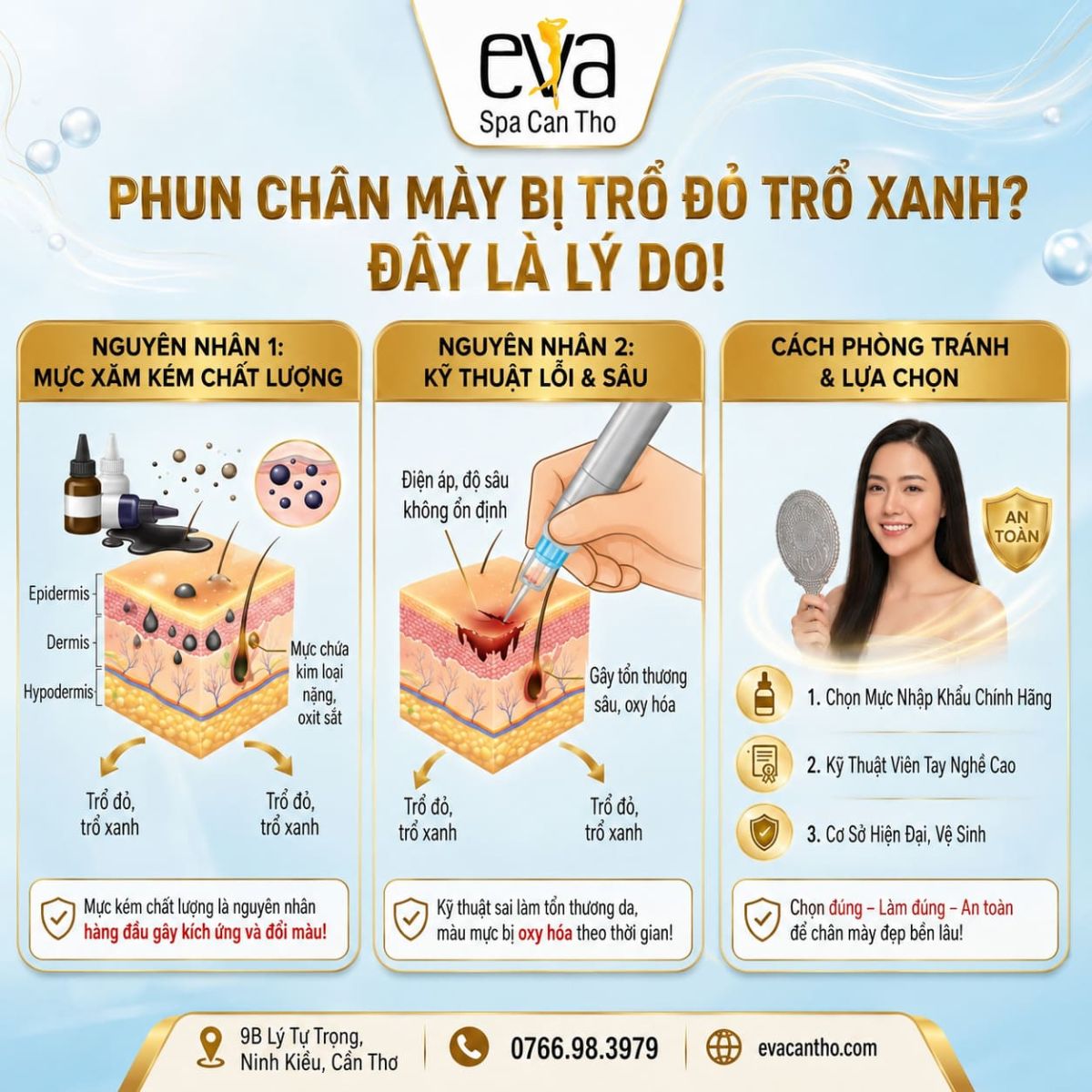 Tại Sao Phun Chân Mày Xong Bị Trổ Đỏ, Trổ Xanh – Và Cách Chọn Nơi Phun Tránh Tình Trạng Này?