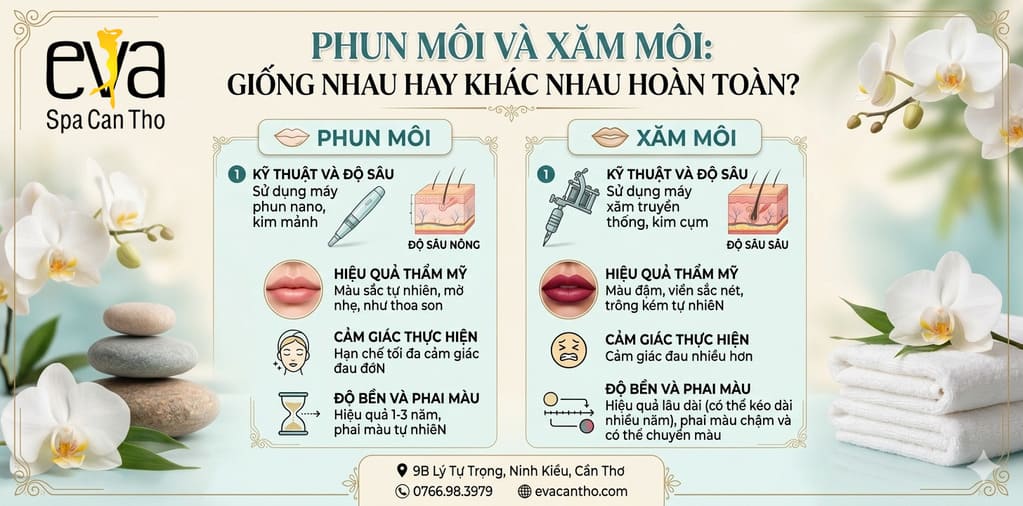 Phun Môi và Xăm Môi – Giống Nhau Hay Khác Nhau Hoàn Toàn?