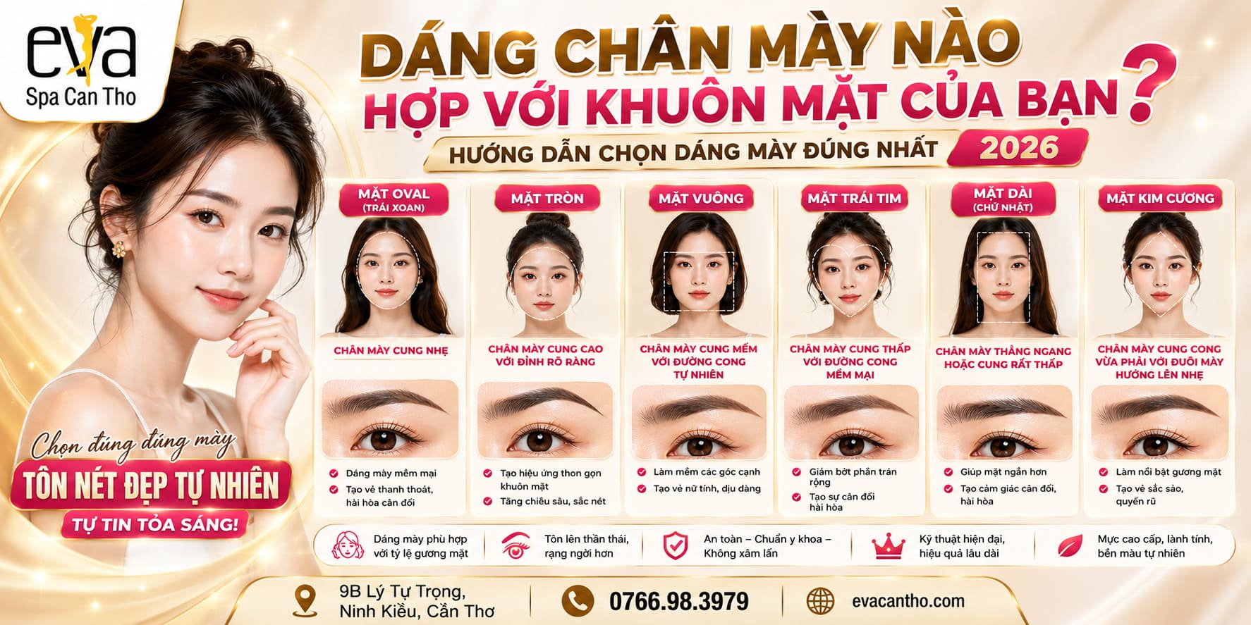 Dáng Chân Mày Nào Hợp Với Khuôn Mặt Của Bạn? Hướng Dẫn Chọn Dáng Mày Đúng Nhất 2026