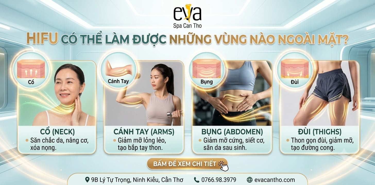 HIFU Có Thể Làm Được Những Vùng Nào Ngoài Mặt? Cổ, Cánh Tay, Bụng, Đùi Và Hơn Thế Nữa