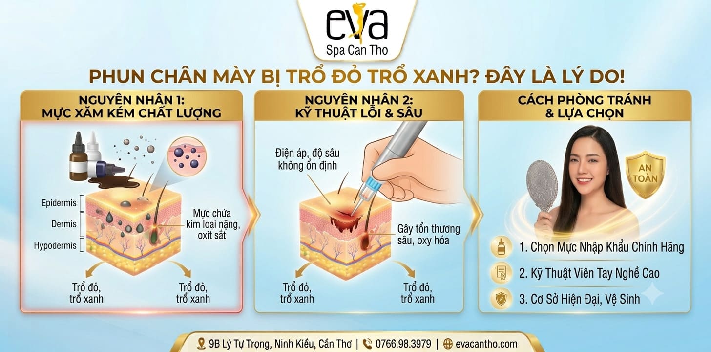 Tại Sao Phun Chân Mày Xong Bị Trổ Đỏ, Trổ Xanh – Và Cách Chọn Nơi Phun Tránh Tình Trạng Này?