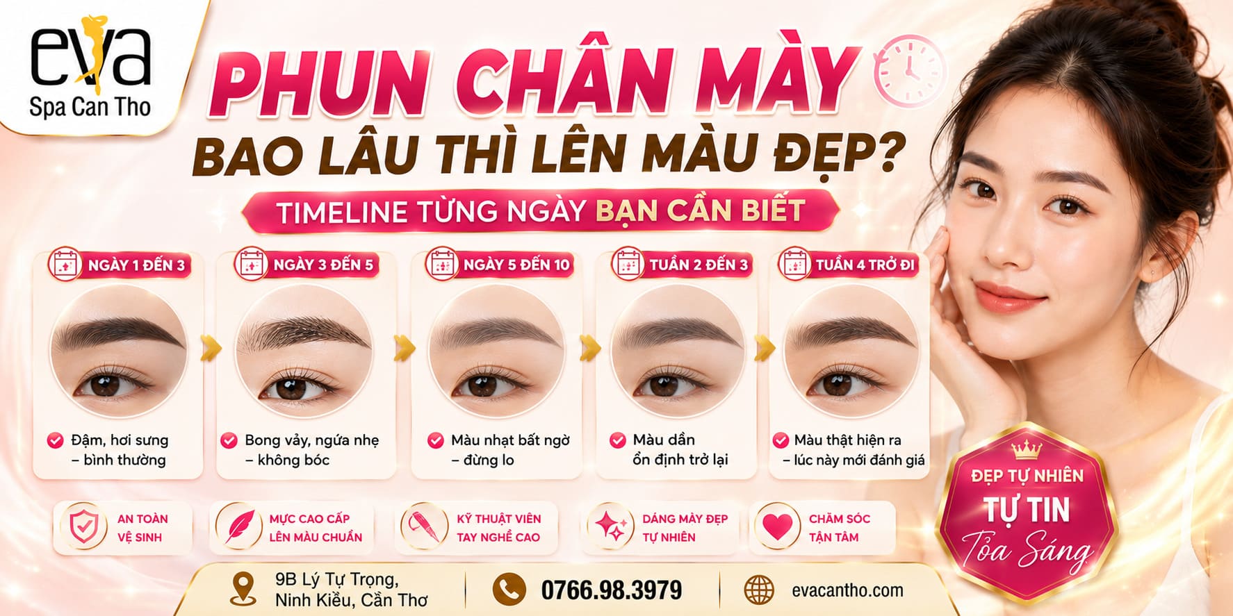 Phun Chân Mày Bao Lâu Thì Lên Màu Đẹp? Timeline Từng Ngày Bạn Cần Biết