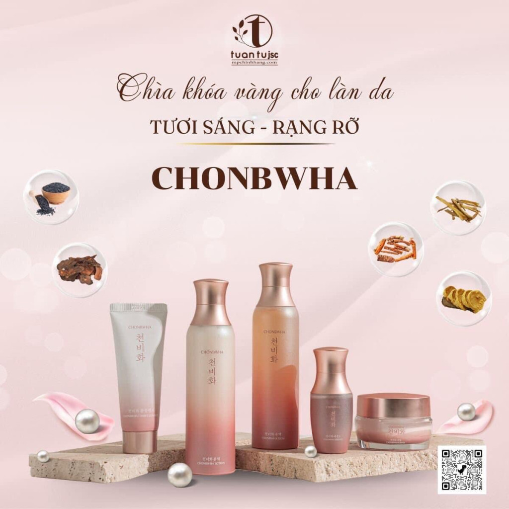 Bộ mỹ phẩm dưỡng da 5 món thương hiệu Chonbwha Hàn Quốc