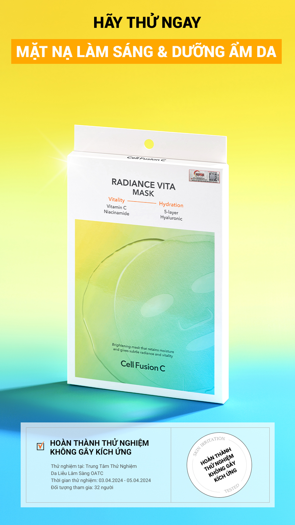 Mặt nạ làm sáng và dưỡng ẩm cho da Cell Fusion C Radiance Vita Mask, 25ml x 5 miếng