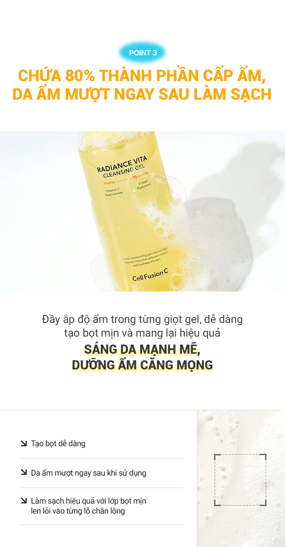 Gel Rửa Mặt Làm Sáng & Dưỡng Ẩm Da Cell Fusion C Radiance Vita Cleansing Gel, chai 300ml