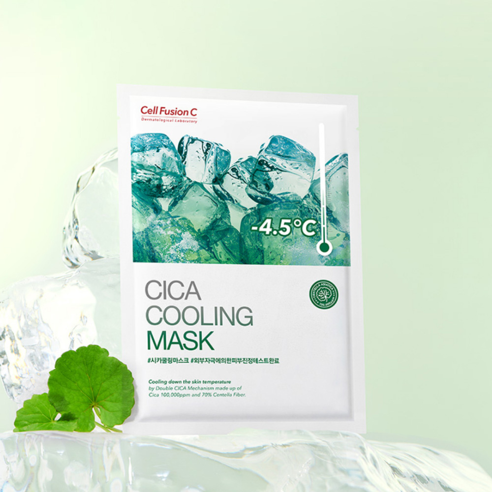 Mặt Nạ Làm Mát, Dịu Da, Ngăn Ngừa Mụn Cell Fusion C CICA Cooling Mask, Hộp 5 miếng x 27g