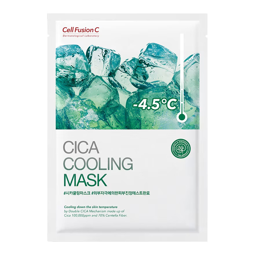 Mặt Nạ Làm Mát, Dịu Da, Ngăn Ngừa Mụn Cell Fusion C CICA Cooling Mask, Hộp 5 miếng x 27g