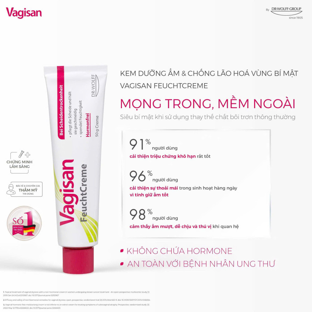 Kem dưỡng ẩm làm mềm và chống lão hoá vùng kín Vagisan 25g