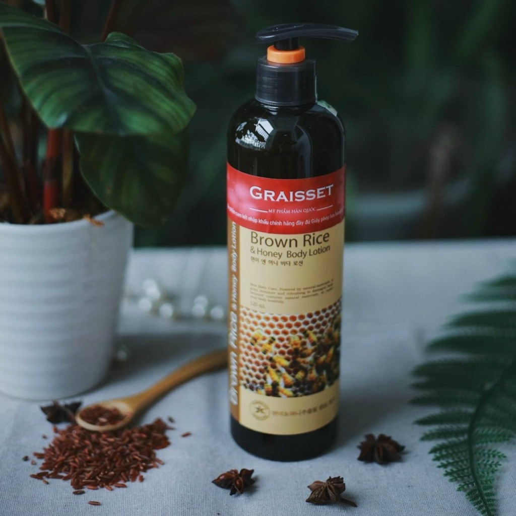 Sữa dưỡng thể tinh chất gạo lứt và mật ong Graisset Brown Rice & Honey Body Lotion 520ml